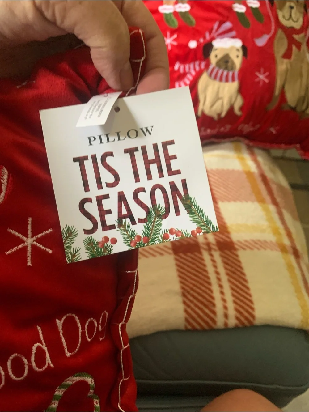 Macy's Red Embroidered Holiday Throw Pillows (2 Pillows for $30.00)